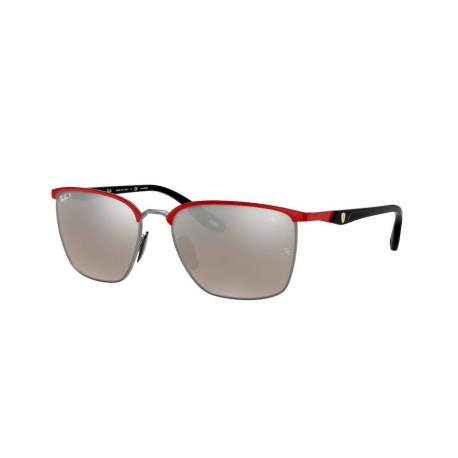 Ray-Ban RB3673M F0455J | Frame: red on silver | Lens: grey mirror grey gradient polarized