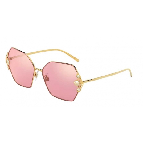 Dolce & Gabbana DG2253H 13390E | Frame: gold, pink | Lens: pink dark mirror red