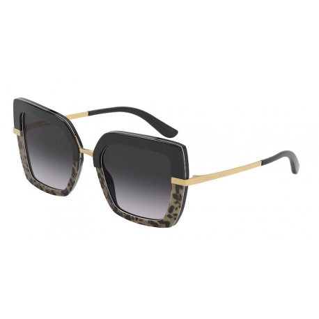 Dolce & Gabbana DG4373 32448G | Montatura: nero frontale su leopardato, nero | Lenti: grigio chiaro sfumate nero