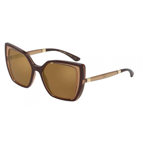 Dolce & Gabbana DG6138 32736H | Frame: brown on transparent beige | Lens: brown mirror gold