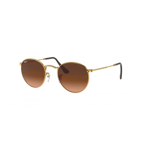 Ray-Ban RB3447 Round Metal 9001A5 | Frame: shiny light bronze | Lenses: pink gradient brown
