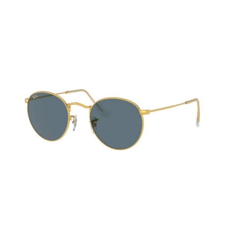 Ray-Ban RB3447 Round Metal 9196R5 | Frame:  gold | Lens: blue