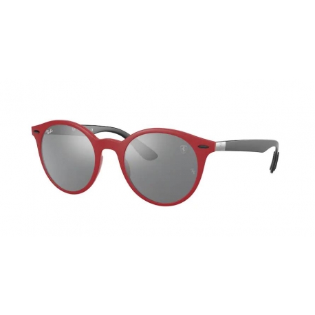 Ray-Ban RB4296M F6536G | Frame: matte red | Lens: grey mirror silver