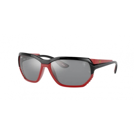 Ray-Ban RB4366M F6766G | Frame: black on matte red | Lens: grey mirror silver gradient